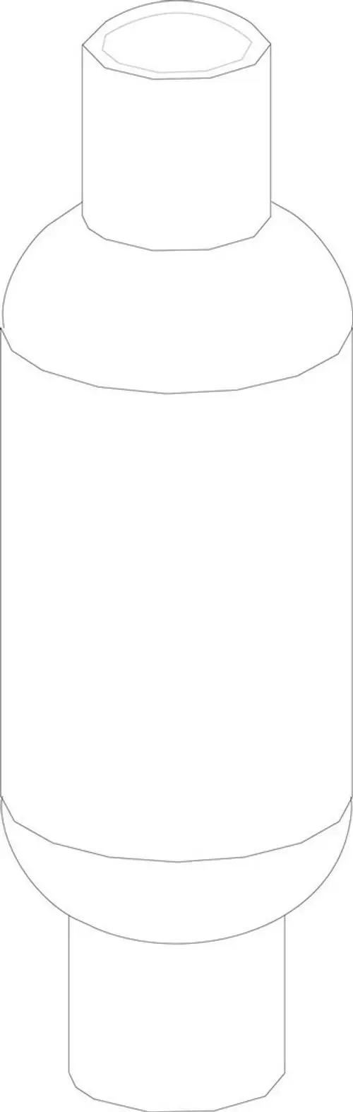 Bosch Trockenfilter mit zylindrischer Form und zwei Anschlussöffnungen, dargestellt in einer schematischen, linienbasierten Darstellung.
